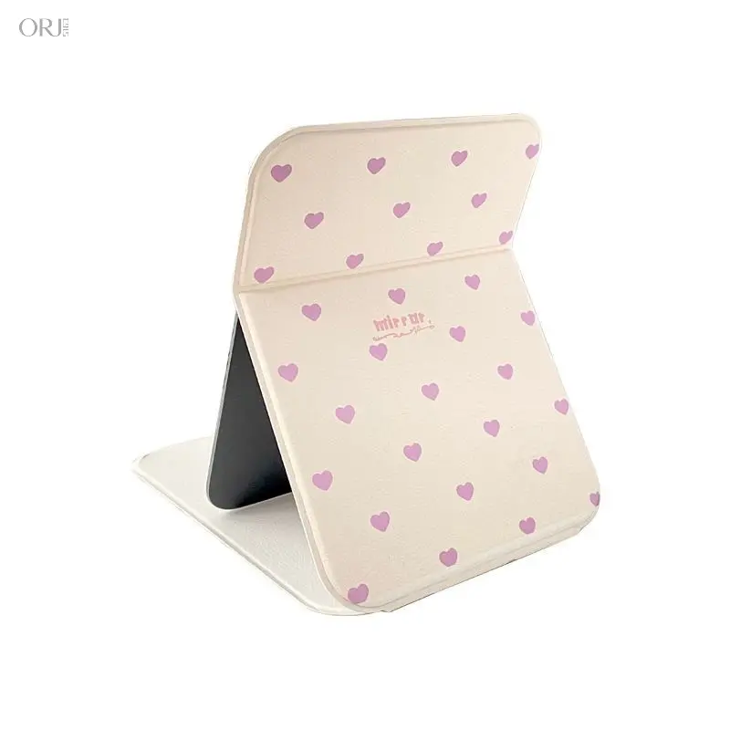 Minimalist Polka‑Dot Folding Makeup Mirror, Ins‑Style Freestanding Portable Vanity Mirror, High‑Aesthetic Desktop Mirror for Student Dorm Daily Use