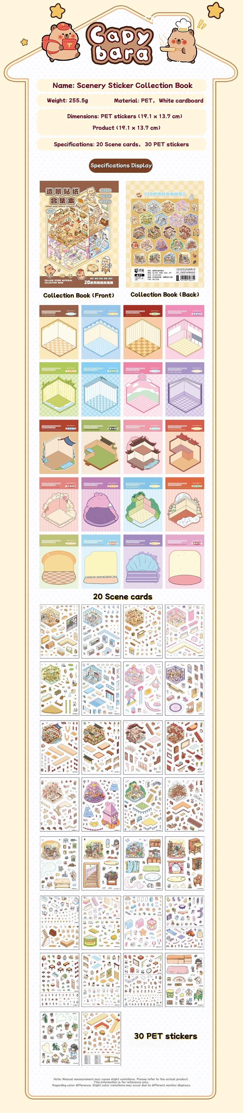 Scene Building Stickers Miniature Scenes Collection Book – Kids Capybara Large 3D Diorama Stickers for Journaling Scrapbook DIY Cottage Craft.