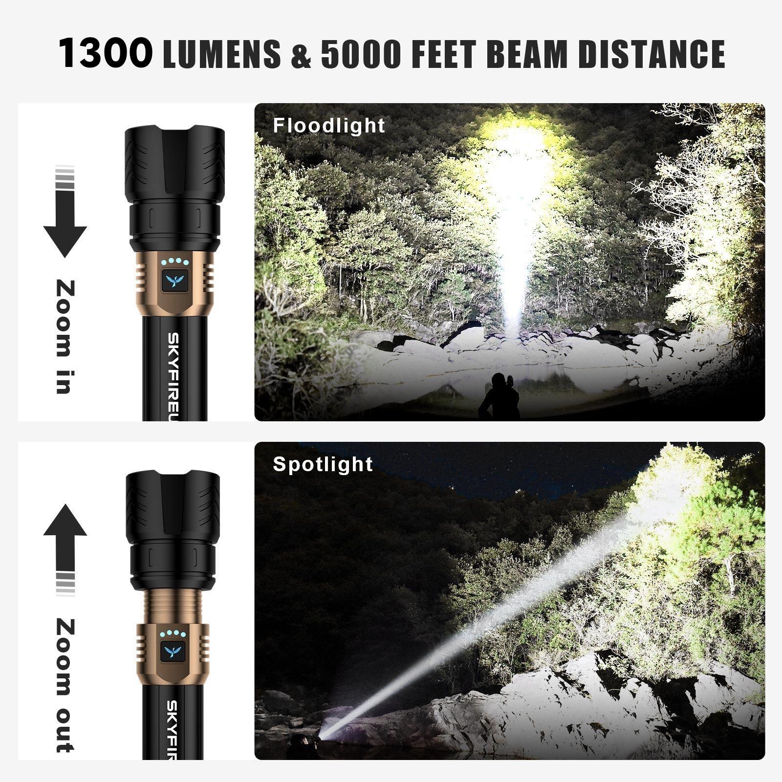 SKYFIRE Model 1097 LED Flashlight – Super Bright, Rechargeable Torch with Zoom & Ignition Lens, 4 Modes, Waterproof Tactical Light for Camping, Outdoors & Emergencies SKYFIRE Model 1097 LED Flashlight – Super Bright, Rechargeable Torch with Zoom & Ignition Lens, 4 Modes, Waterproof Tactical Light for Camping, Outdoors & Emergencies