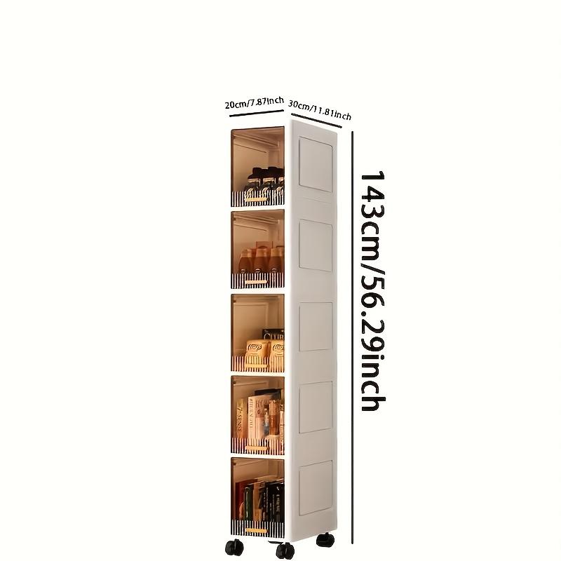 This is a multi-functional storage cabinet, available in 3, 4, or 5 tiers. It is designed to be dust-proof and foldable. Equipped with pull-out shelves and covered storage boxes, it is ideal for organizing snacks, clothes, and books.