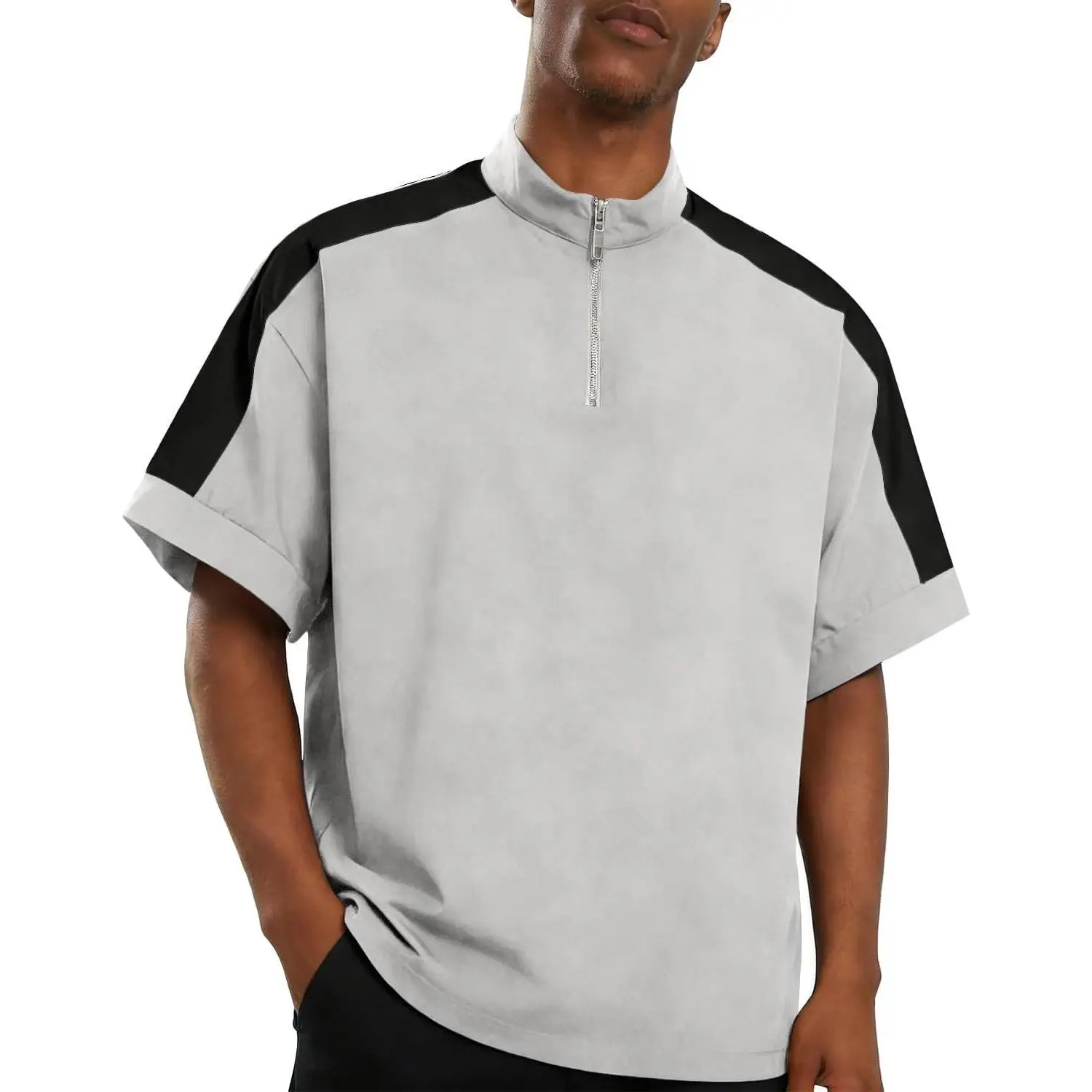 Mens Cage Jacket Resistant Windbreaker Lightweight Waterproof Pullover| Oversized Short Sleeve Polo Pullover with Pocket for Workout