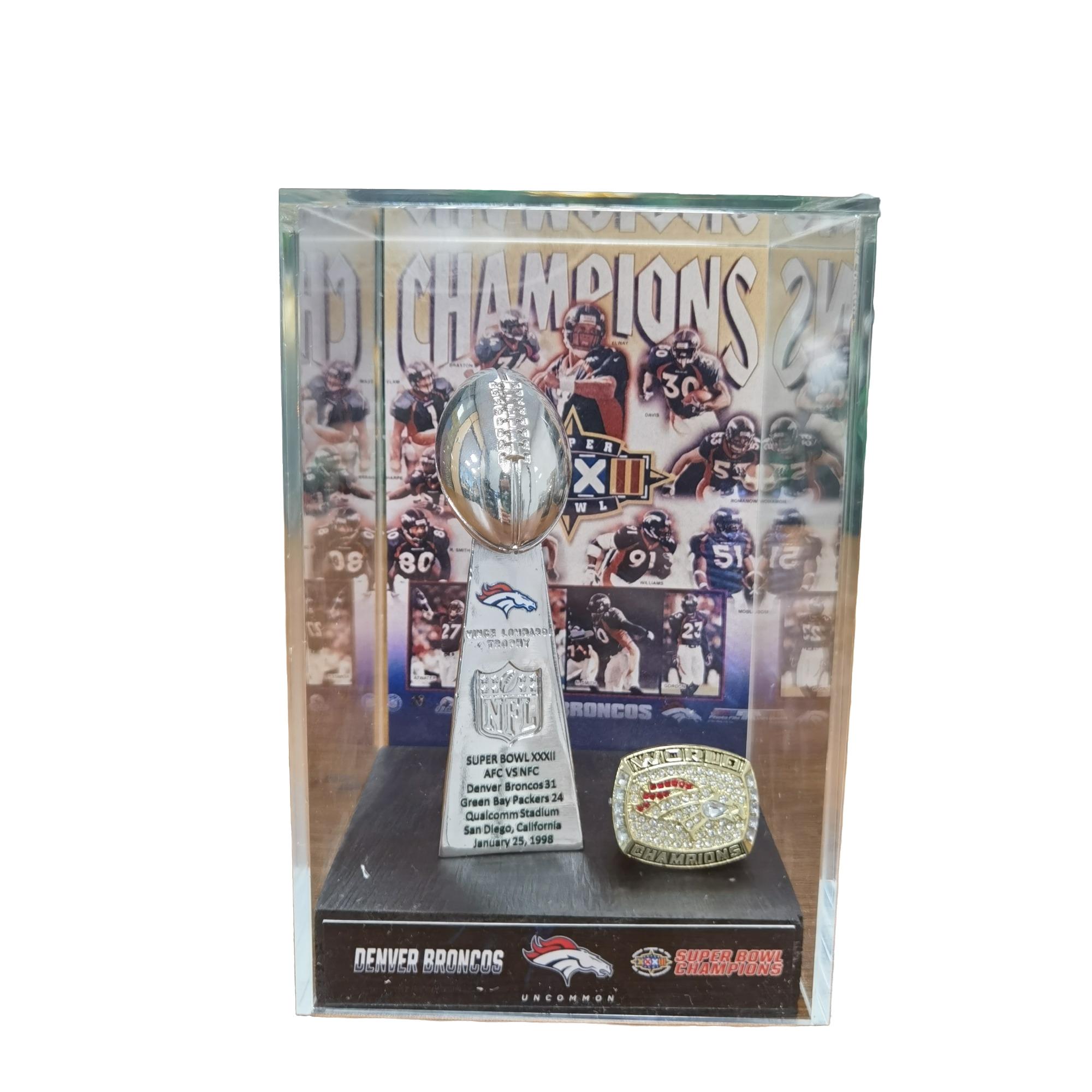 Football Champion Trophy Set, Perfect Broncos Display Case, High-Quality Design, Sports Collectible, Ideal Gift for Sports Enthusiasts, Christmas & Birthday Present 1998/1999/2016