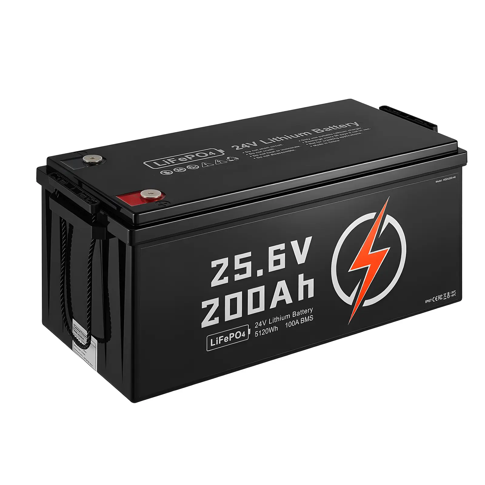 24V 200Ah LiFePO4 Lithium Battery, Built-in 100A BMS, Deep Cycle Lithium Rechargeable Battery with Low Temperature Protection, 4000+ Cycles, Max.5120Wh, for RV, Camper, Trolling Motors, Marine