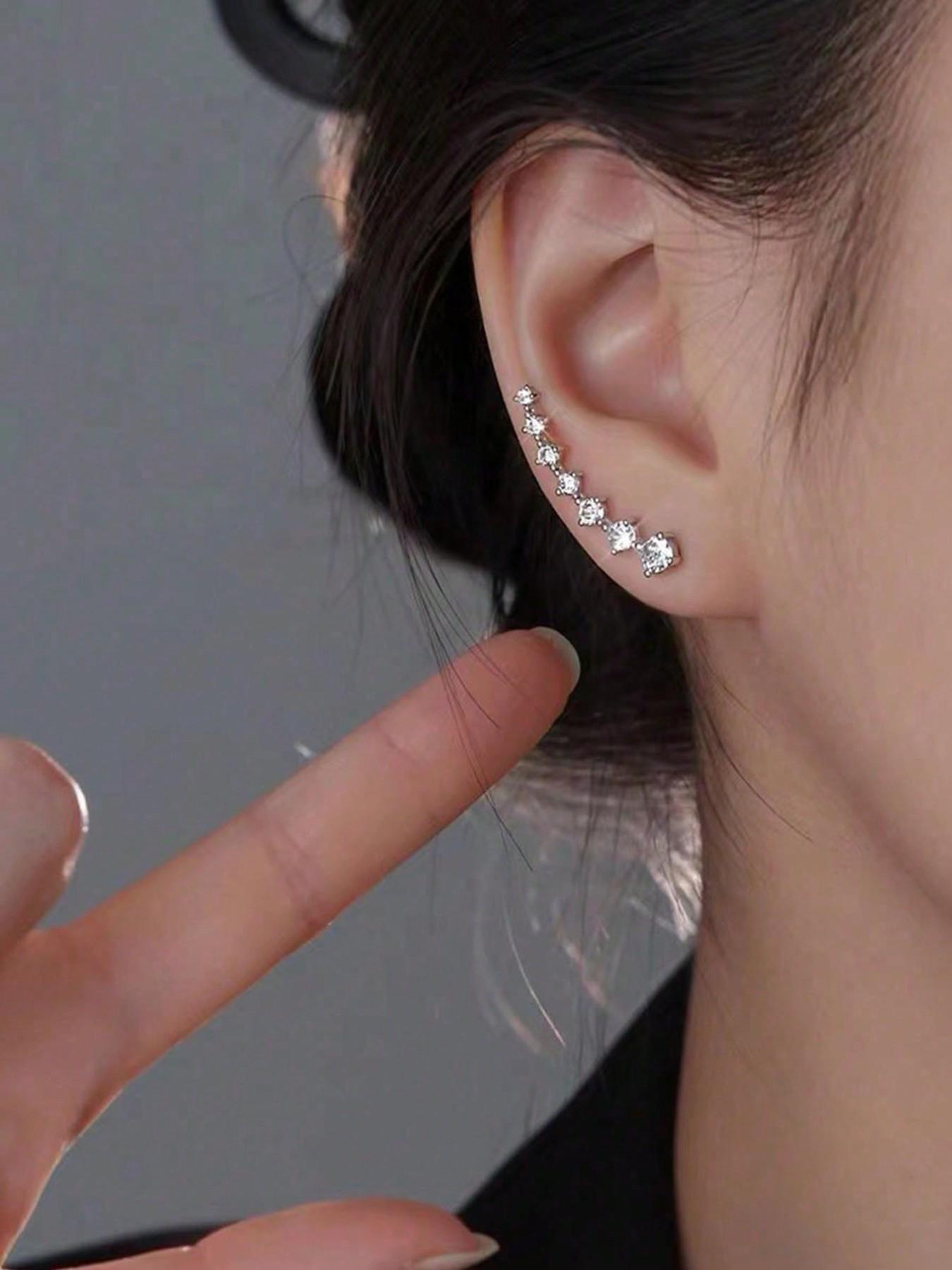 1 pair Star Zirconia Stud Earrings for Women – Luxury Sparkling Crystal Drop Dangle Earrings, Elegant Gift for Her, Trendy Fashion Jewelry