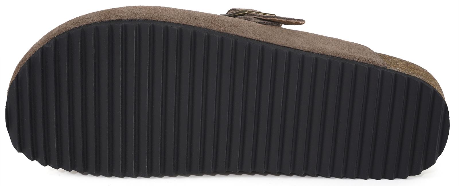 Intini Men's Women's Adjustable Buckle Potato Shoes Suede Clogs Mens Leather Mules Cork Footbed Sandals Faux Fur Black Footwear