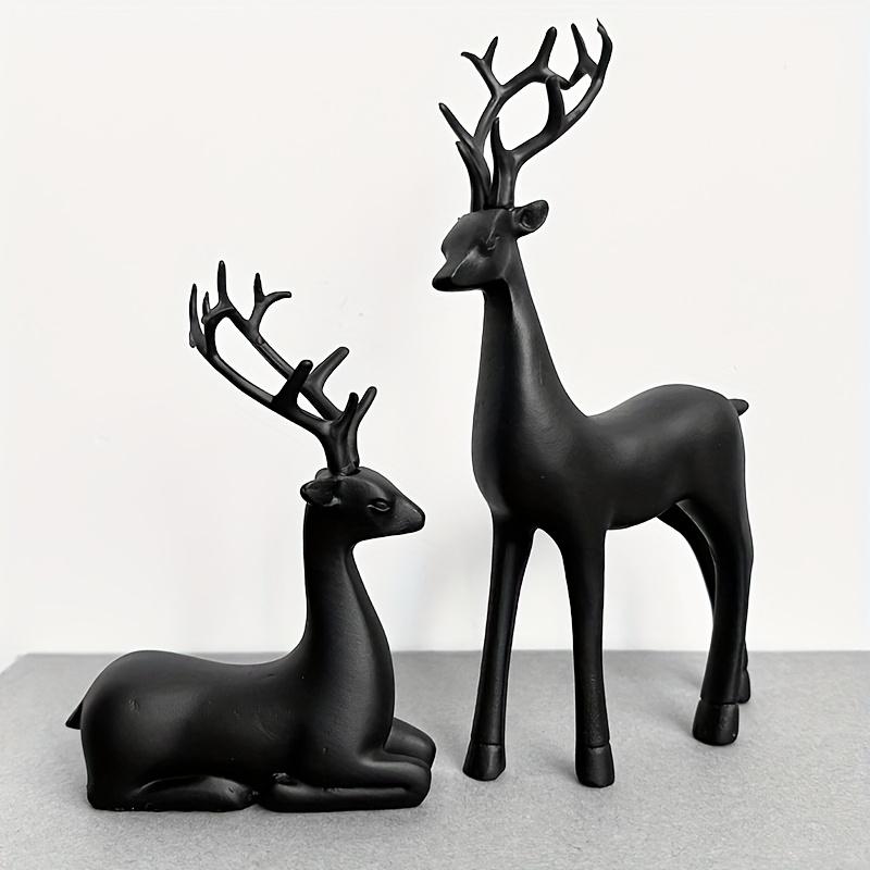 2 Piece Nordic Home Deer Figurines, Collectible Room Decor, Christmas Resin Craftsmanship, Suitable for Entryway, Wine Cabinet, TV Stand, Bedroom, Dining Table Gift