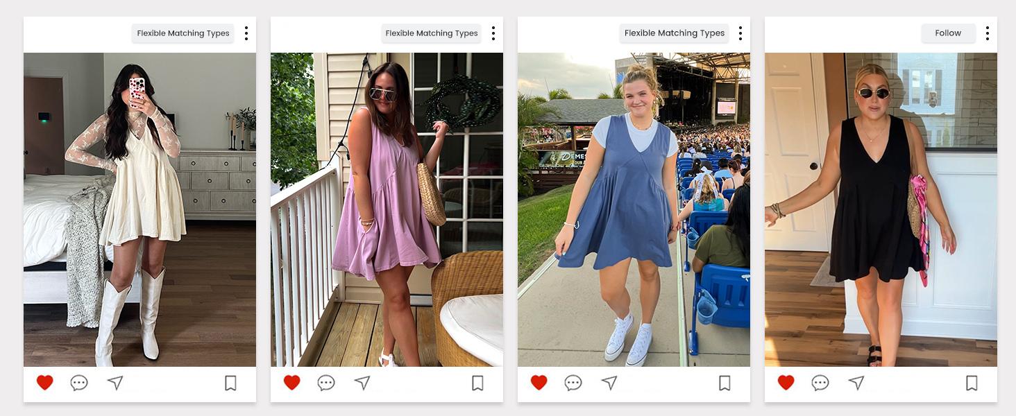 Yeokou Women's A-Line Sleeveless Mini Dress with Pockets V-neck Casual Loose Fit Sundress for Womenswear Comfortable Stretchy Material