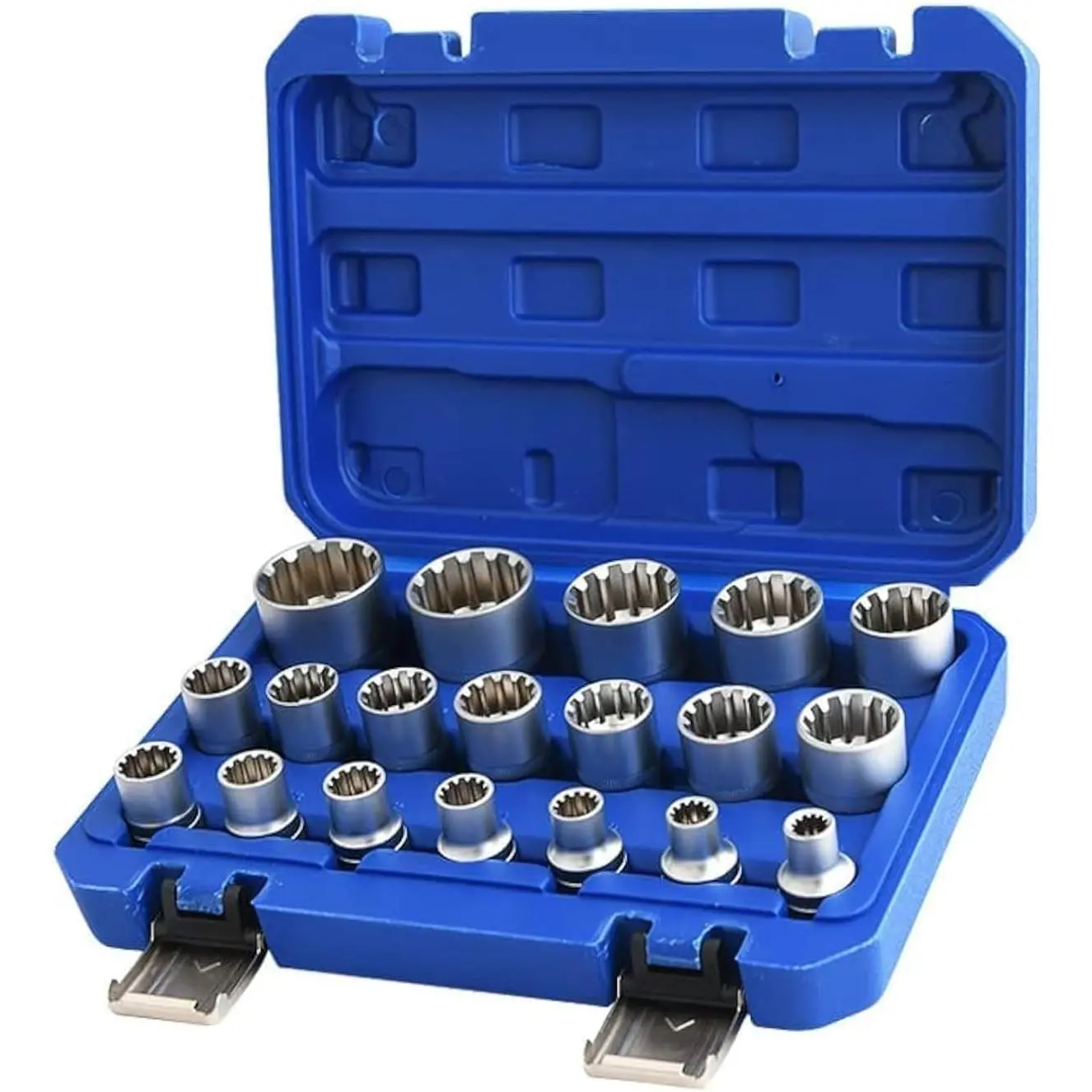 Spline Socket Set 1/2" Drive Universal Metric 8-32mm 12-point Cr-V Socket Set 19pcs
