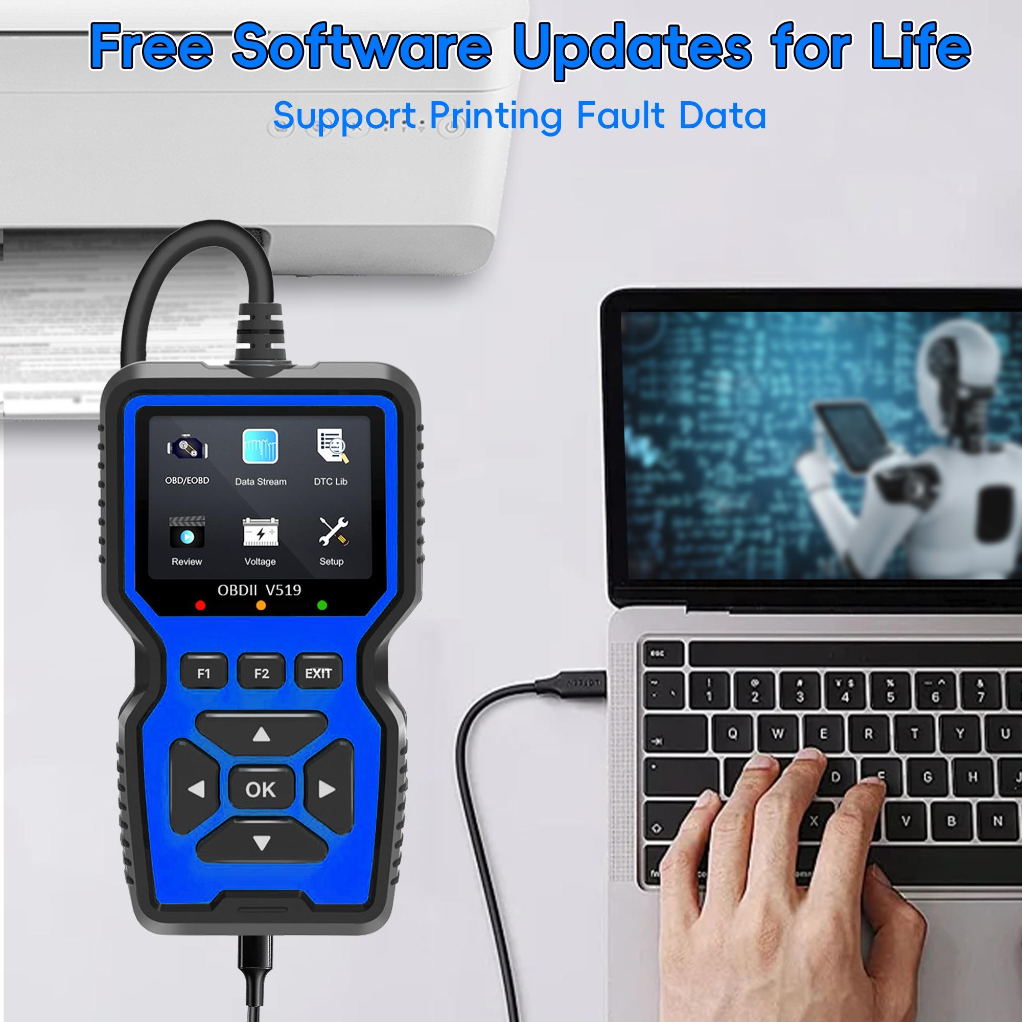 Enhanced Obd2 Scanner Diagnostic Tool, Engine Code Reader Reset, Smoke Check, Real-Time Data, Car Code Reader for All Obdii/eobd Vehicles, Automotive Scan Tool