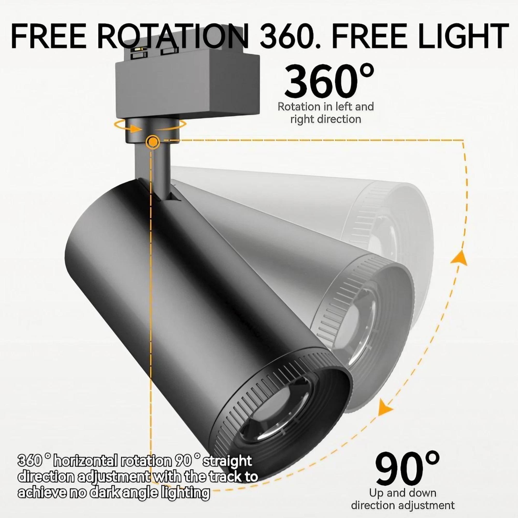 10W Multi-functional Adjustable Focus Track Light, with Adjustable Focus, 360° Rotation, and Adjustable Angle - A Perfect Lighting Solution for Indoor Spaces, Ideal for Home, Office, Commercial Areas, and More