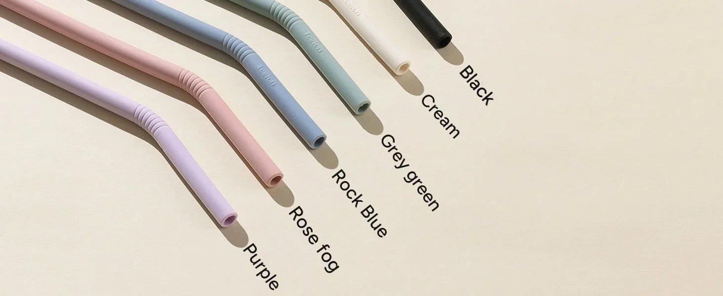 Pastel Color 14” Extra Long Silicone Replacement Straw for 40 oz Stanley Cup, Reusable Flexible Tall Giant Big Drinking Straw for Quencher Tumbler,1Gallon/64 oz Water Bottle,Hydro Jug-6 pack