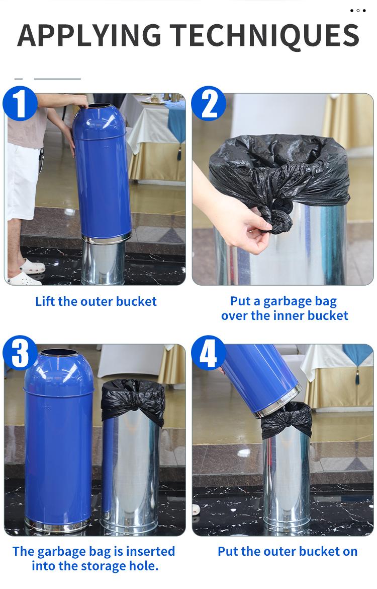 Bullet Shape Metal Trash Can Large Inner Bucket 25L 35L 48L 58L Multiple Colors Free Custom Pattern Printing for Hotels Catering Stores Shopping Malls Kitchens Commercial Household Use