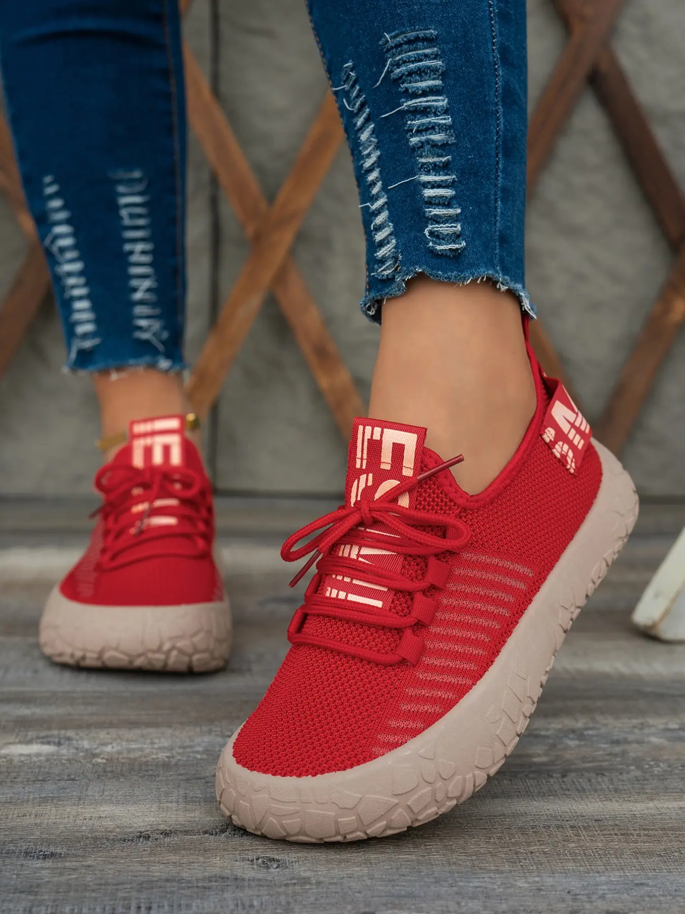 Minimalist Multi-Color Women's Shoes, Comfortable Elastic Flyknit, Retro Thick Sole, Anti-Slip Knitted Sports Shoes, Slip-On Lightweight Footwear
