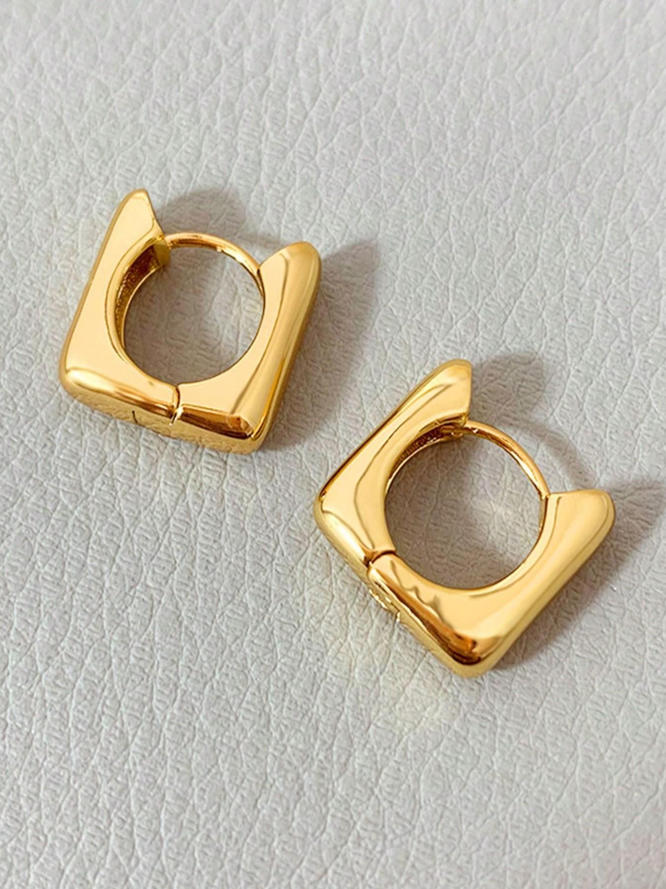 Women's Geometric Hoop Earrings, Vintage Simple Design Copper Ear Cuffs, Casual Daily Party Jewelry, Perfect for Mother's Day Christmas