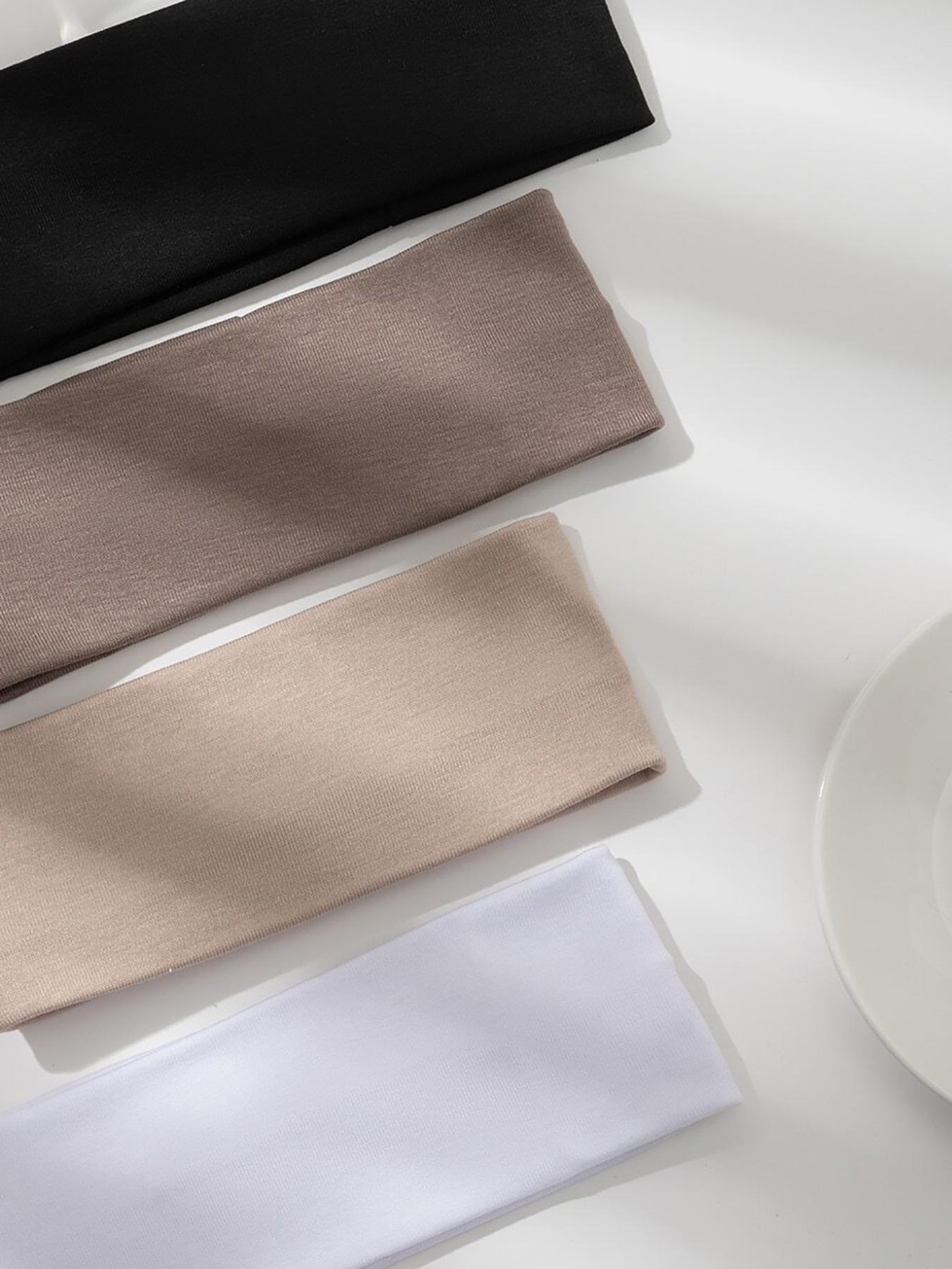 Fashion Solid Color Hair Band (4pcs), High Stretch Sweat-absorbing Hair Band, Daily Hair Accessories for Women & Men, Elastic Headbands