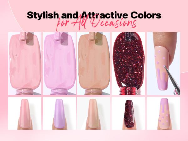 Morovan Blossom Series Acrylic Nail Kit with UV Lamp 4Colors Gel Polish 12Glitter Powder Complete Tools for Beginners Manicure Cuticles