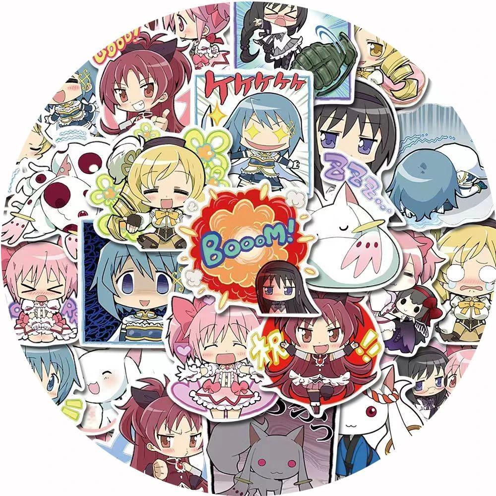 48pcs Kawaii Anime Puella Magi Madoka Magica Stickers Kaname Madoka Akemi Homura Decals for Laptop Phone Cartoon sticker Girl