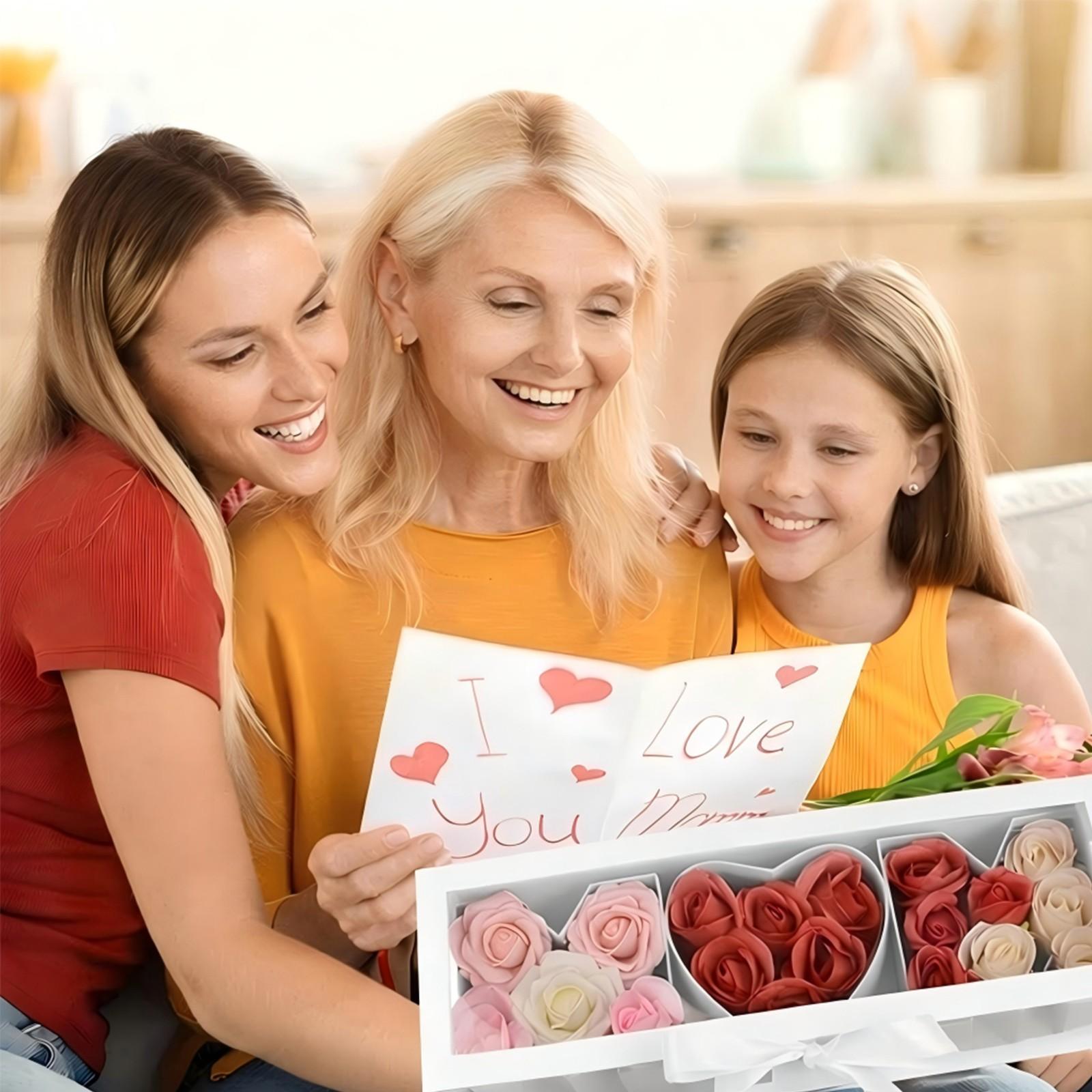 2pcs Empty Flower Gift Box Mother's Day MOM Cardboard Letter Shaped Fillable Chocolate Strawberry Candy Packaging