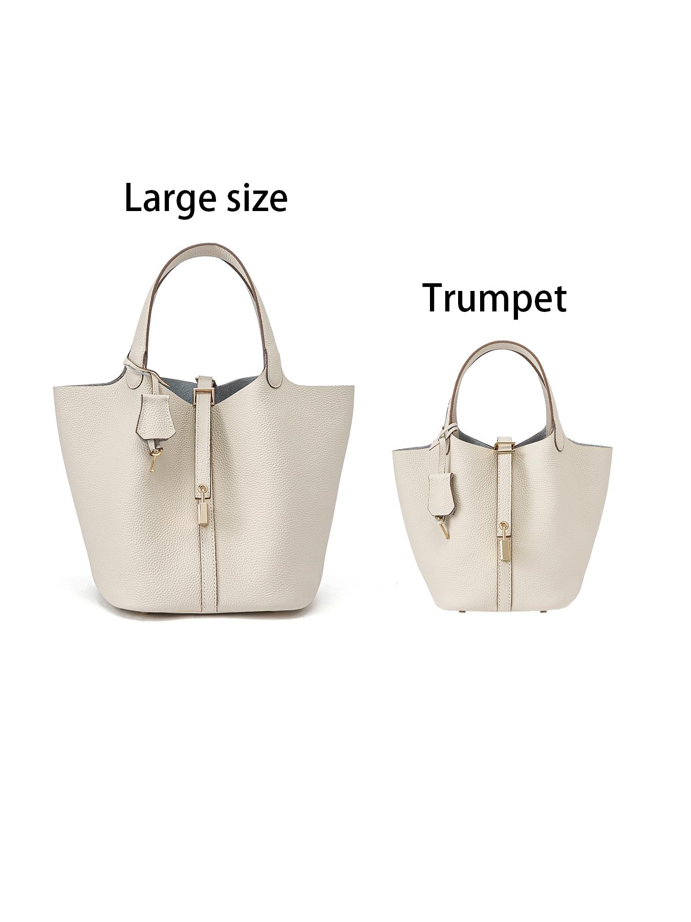 Women's Fashion Solid Color Casual Versatile Genuine Leather Handbag, Fashionable Bucket Bag, Stylish and Practical Accessory for Everyday Use, Perfect for Any Occasion