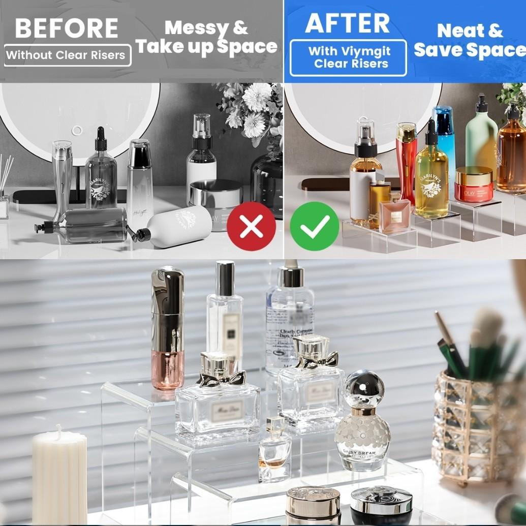 Rectangular transparent acrylic display stand, transparent multi-layer rack, suitable for weddings, business gatherings, tea breaks - cup cakes, sushi, a stylish and practical transparent plastic pastry rack (3/6/9 Pack)