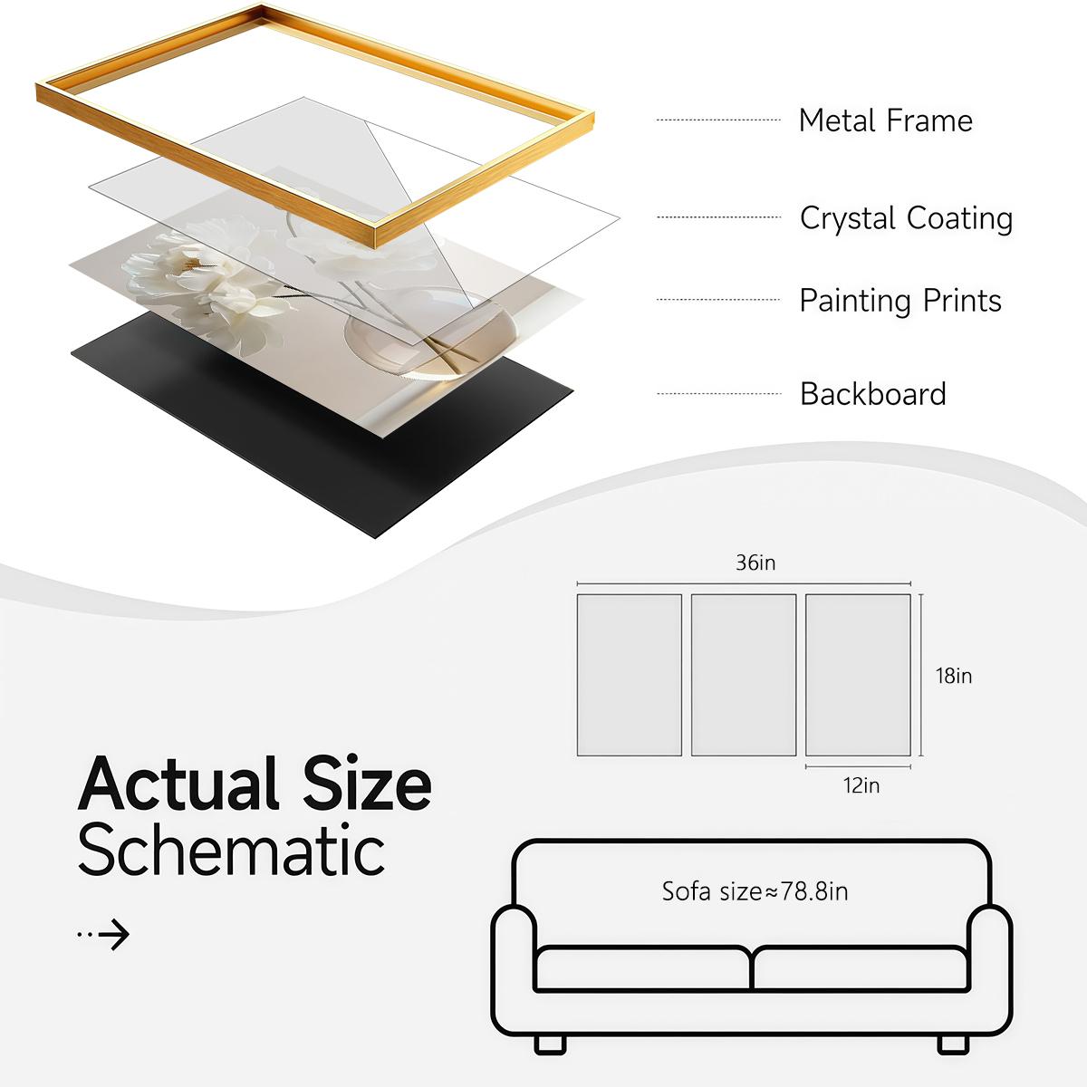 3 Counts Aluminum Alloy Framed Painting, White Floral Vase Artwork, Home Decoration For Living Room, Bedroom, Office, Restaurant, Hallway Wall Decor, Odorless Print Artwork, Luxury Perfect Gift For Friends And Family