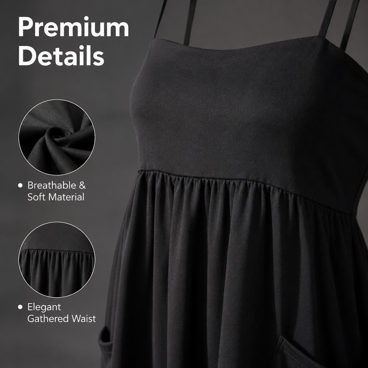 Y2K Casual Oversized Romper with Pockets | Premium Cotton Spaghetti Strap Jumpsuit | Women's Backless Athletic One-Piece for Summer Beach Vacation