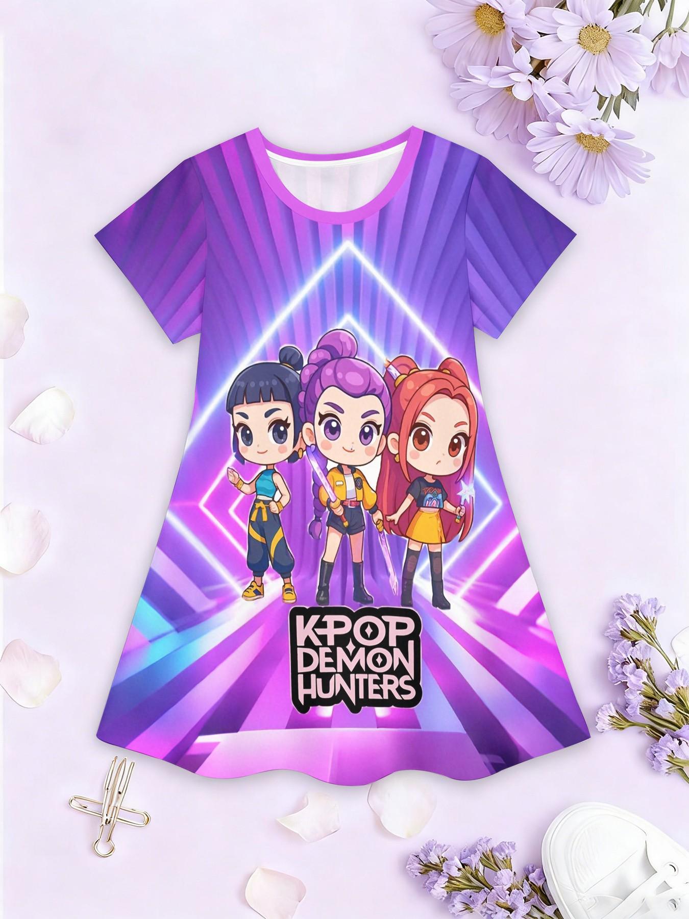 K-Pop Demon Hunters Cartoon Dress, Child Stage Style Casual Dress, Fashion Outdoor Sports, Birthday Gift, Festival Gift