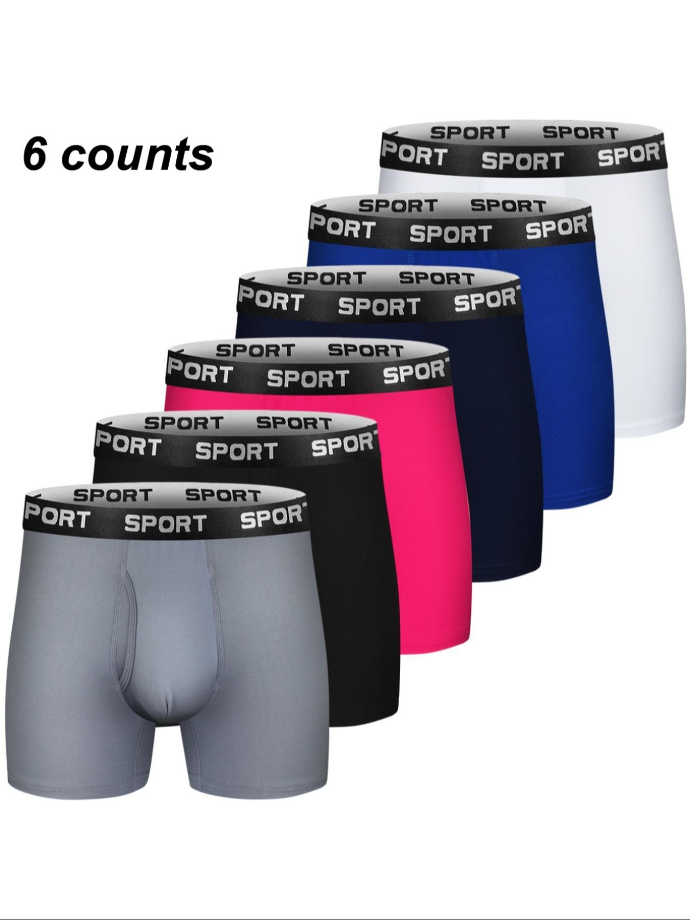 Men's Solid Color / Letter Tape Stretchy Boxer Briefs, Casual Comfy Slim Fit Breathable Moisture Absorption Opening Crotch Underwear for Daily Wear, Mens Underwear for All Seasons, Undergarments, Athleisure Menswear, Underwear Boxer Briefs