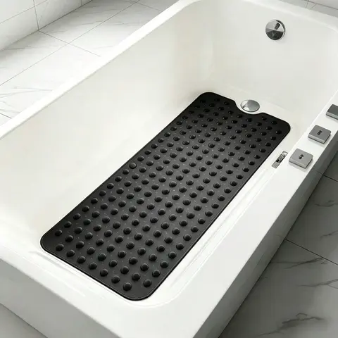 Sohochic Rectangle PVC Bathroom Mat (40x16 in) - Non-Slip Shower Floor Mat with 200+ Strong Suction Cups, Domed Massage Design, Drainage Holes, Soft Cushion, Machine-Washable, Quick Drying for Elderly Safety, Easy to Clean Bathroom Accessory