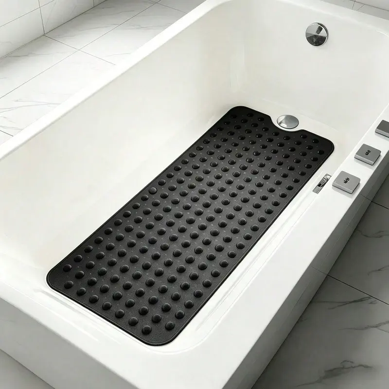 Sohochic Rectangle PVC Bathroom Mat (40x16 in) - Non-Slip Shower Floor Mat with 200+ Strong Suction Cups, Domed Massage Design, Drainage Holes, Soft Cushion, Machine-Washable, Quick Drying for Elderly Safety, Easy to Clean Bathroom Accessory