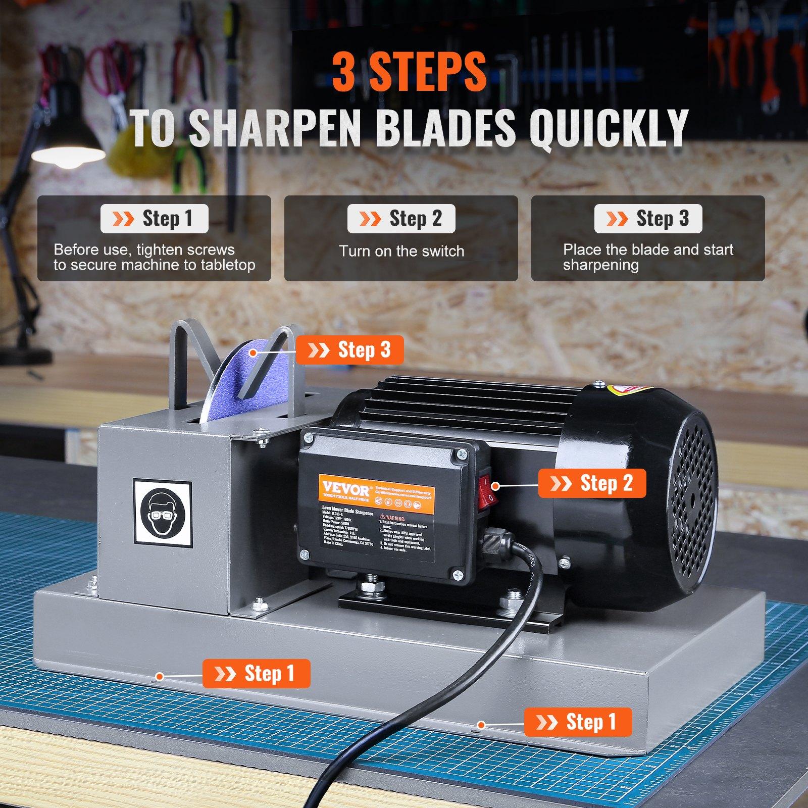 2/3HP 500W & 1HP 750W Lawn Mower Blade Sharpeners, 7/9-inch Ceramic Grinding Wheel, Powerful Bench Sharpening Machines for High/Low Lift, Gator, & Flat Blades