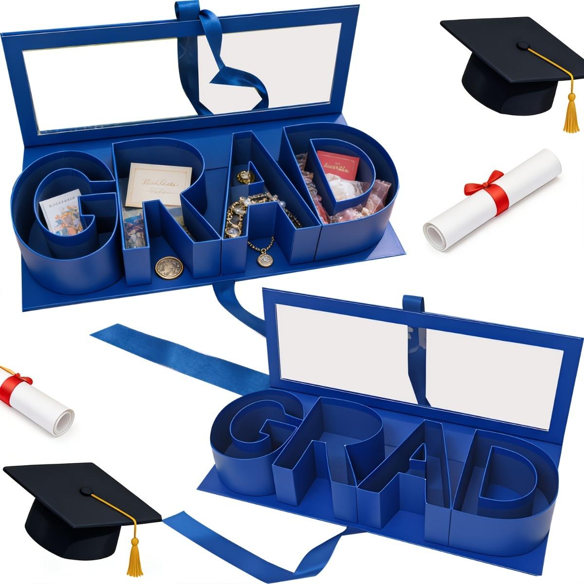 2026 Graduation Season DIY Letter Gift Box, GRAD Shaped Fillable Paper Gift Box, Graduation Bouquet Packaging Card Holder Keepsake Bracelet Box, Deluxe Personalization Gift Box, Great for High School and College Graduation Gifts
