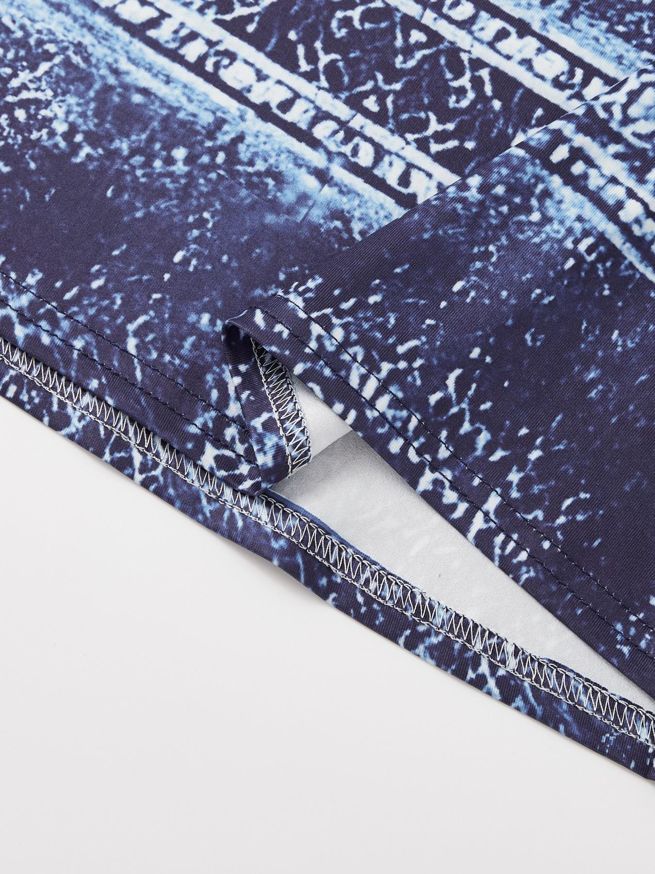 Plus Size Women's Denim Print Fitted Midi Dress, Thin Straps Sexy Summer Street Style, Fashionable Comfortable Design