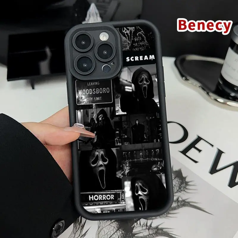 Ghostface's Realm Pattern TPU Phone Case for iPhone 18 Pro Max,17,16,16e,15,14 Plus,13,12 Mini,11,Air,XR,X,XS - Shockproof Drop Protection, Rugged Durable, Smooth Matte Grip Phone Accessories Protector Cover