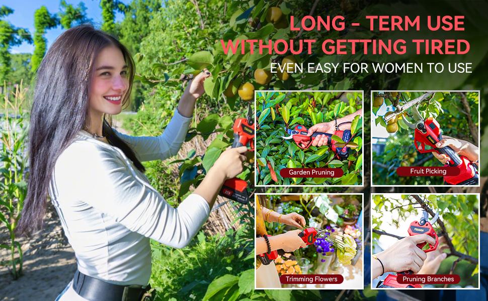 21V Cordless Electric Pruning Shears – 28mm Max Cut, 2 Batteries, 6-8H Runtime, Tree & Shrub Trimmer