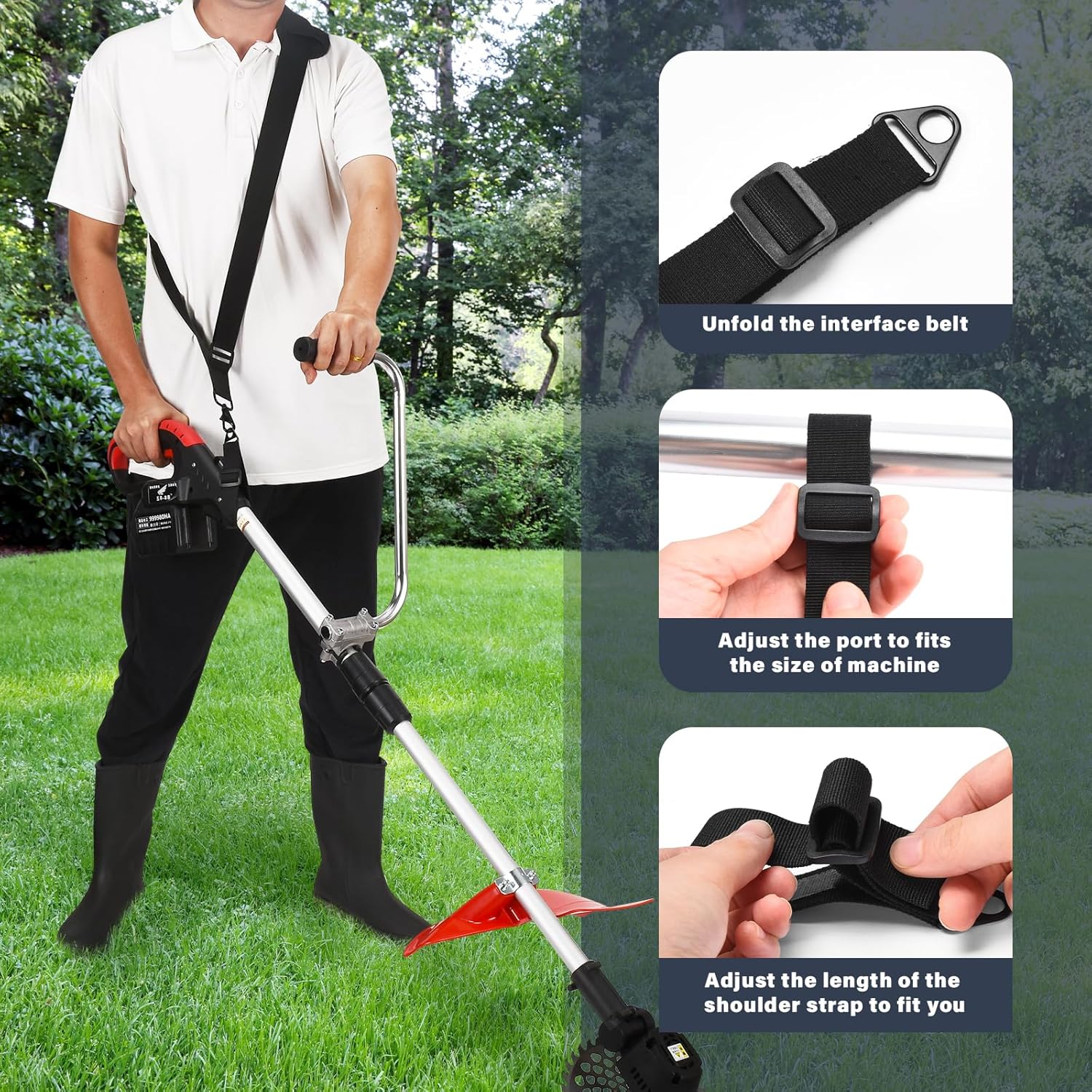 Weed Eater Handle Extension, String Trimmer Grip Back Saver with Shoulder Strap Harness, Universal Weedeater Attachments for Lawn Care, Landscaping, Yard Trimming Edging, Grass Trimmer Accessories