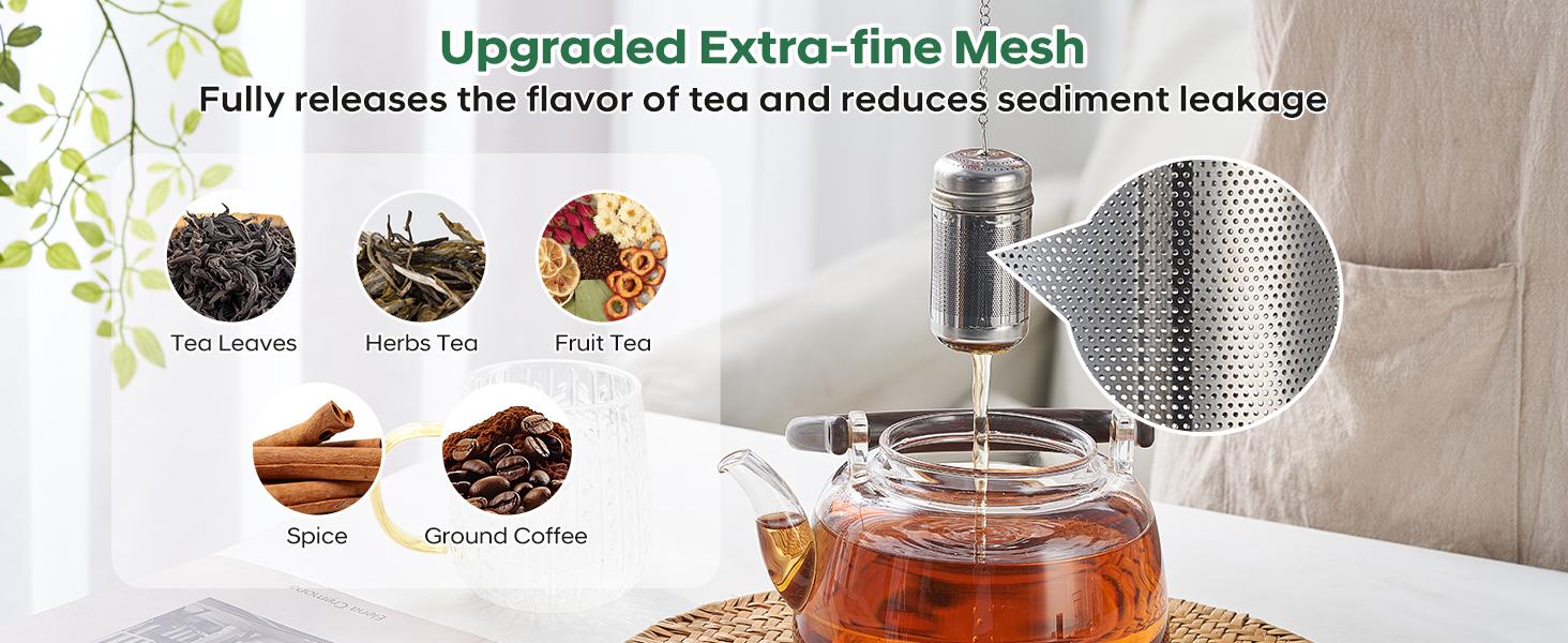 316L Stainless Tea Infuser – Fine Mesh Loose Leaf Tea Steeper for 8–16 oz Mugs, & Small, Dishwasher Safe (1 Pack)