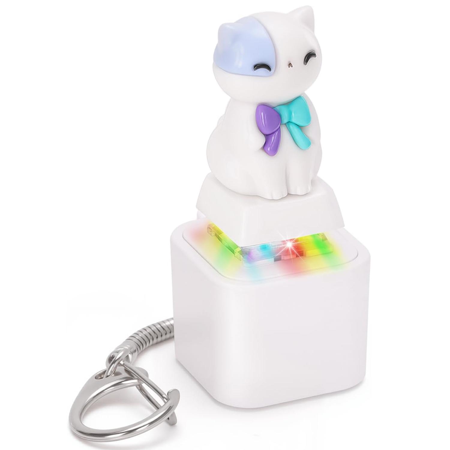 1pc Kitty Keychain, Button with Sound, Rechargeable Keyboard Clicker, Fidget Toys, Stress Relief, Noise Maker, Animal Keycaps, Funny Gifts