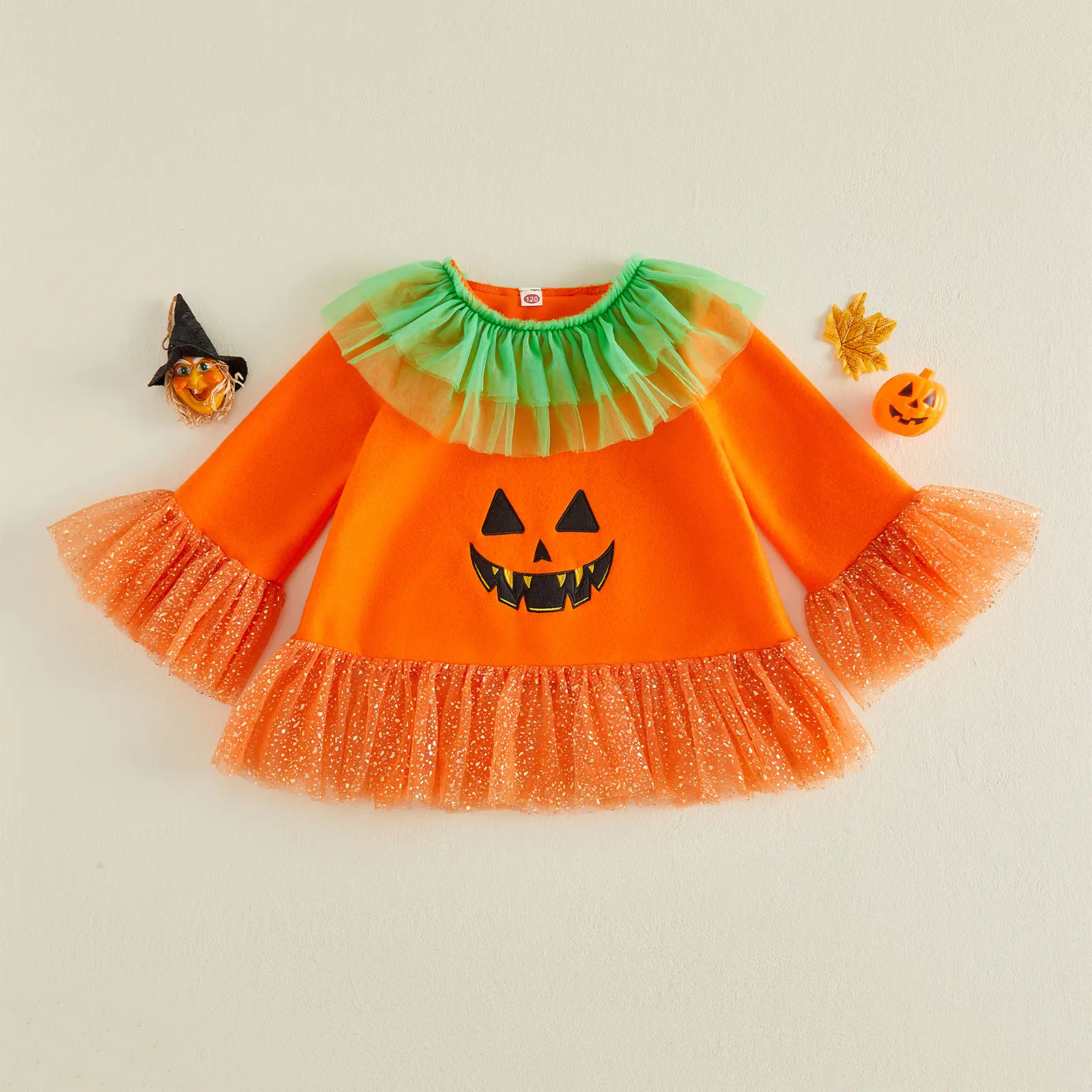 Meihuida Toddler Baby Little Girl Halloween Pumpkin Costume Sequined Pumpkin Poncho Cape Cosplay Costume 6M-5T