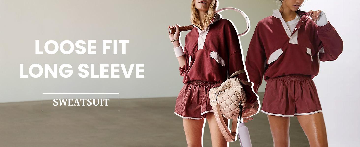 Molitree Women's Two Piece Short Sets Summer Lounge Sweatsuits Long Sleeve Outfits Travel Tracksuit with Pocket Cropped Womenswear Collared Yellow