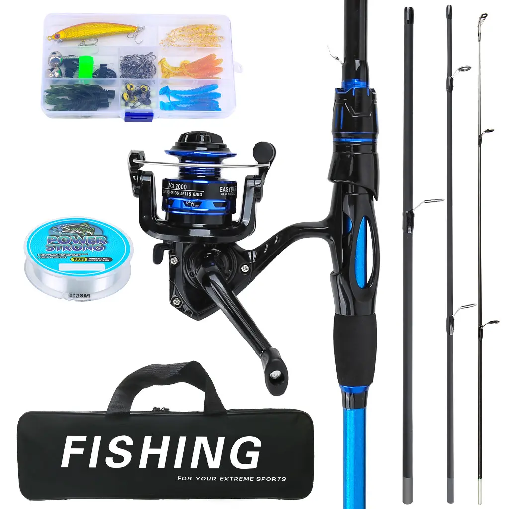 Carbon Fiber Four Section Spinning Fishing Rod and Reel Set, Fishing Pole Combo, Easy Assembly Design, Complete Accessories for Freshwater Fishing, Ideal for Beginners