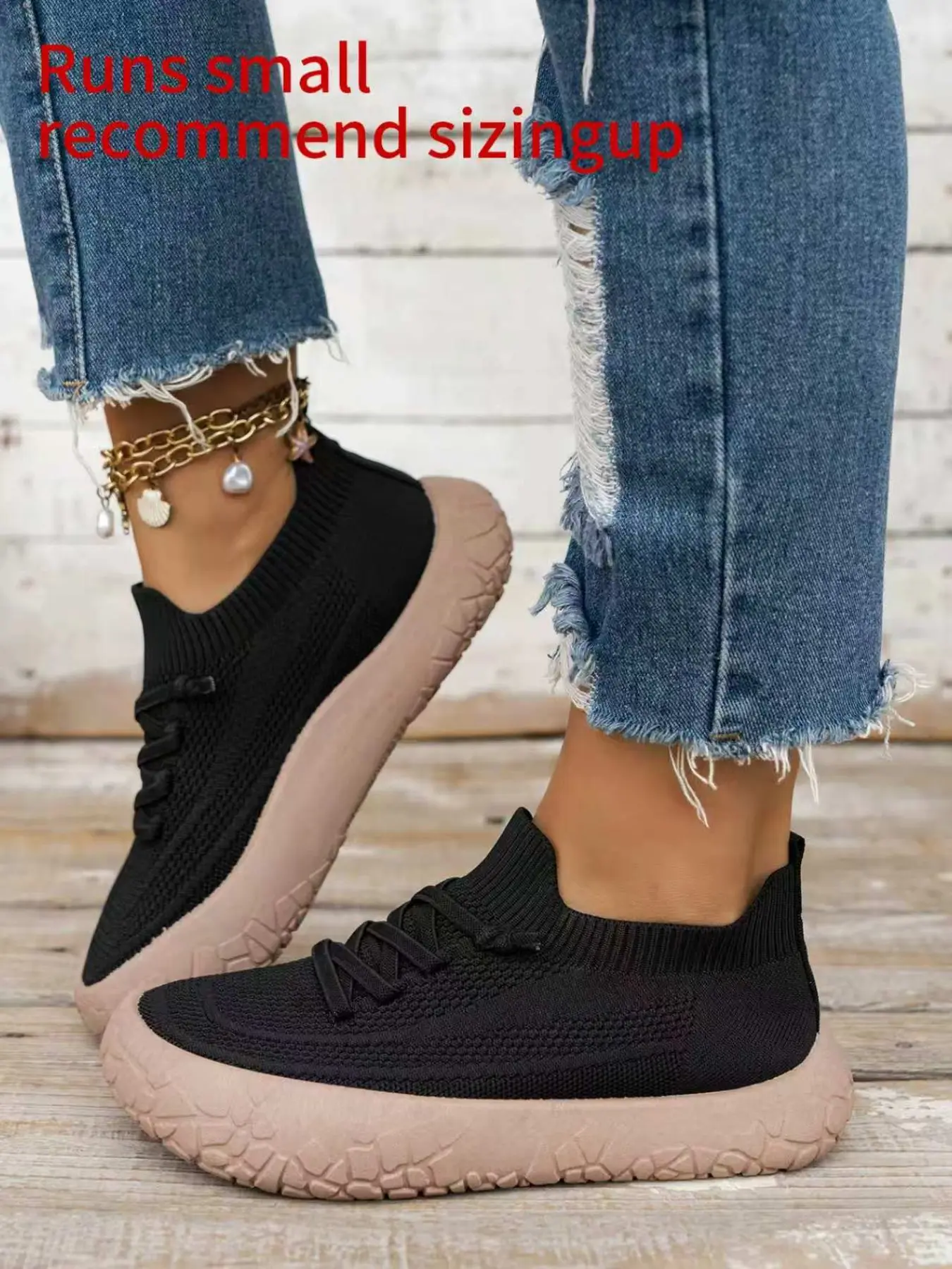 2026 Women's Lightweight Knit Sneakers, Slip-On Round-Toe Thick-Sole Mesh Shoes, Breathable All-Season Casual Footwear, Casual Fashion Shoes
