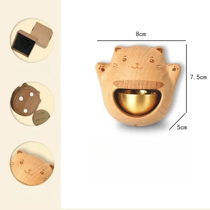Diy Doorbell, Dopamine  Entry and Exit Reminder,Chinese Door-pulling Style Wind Chime Hanging Piece, Solid Wood Bell