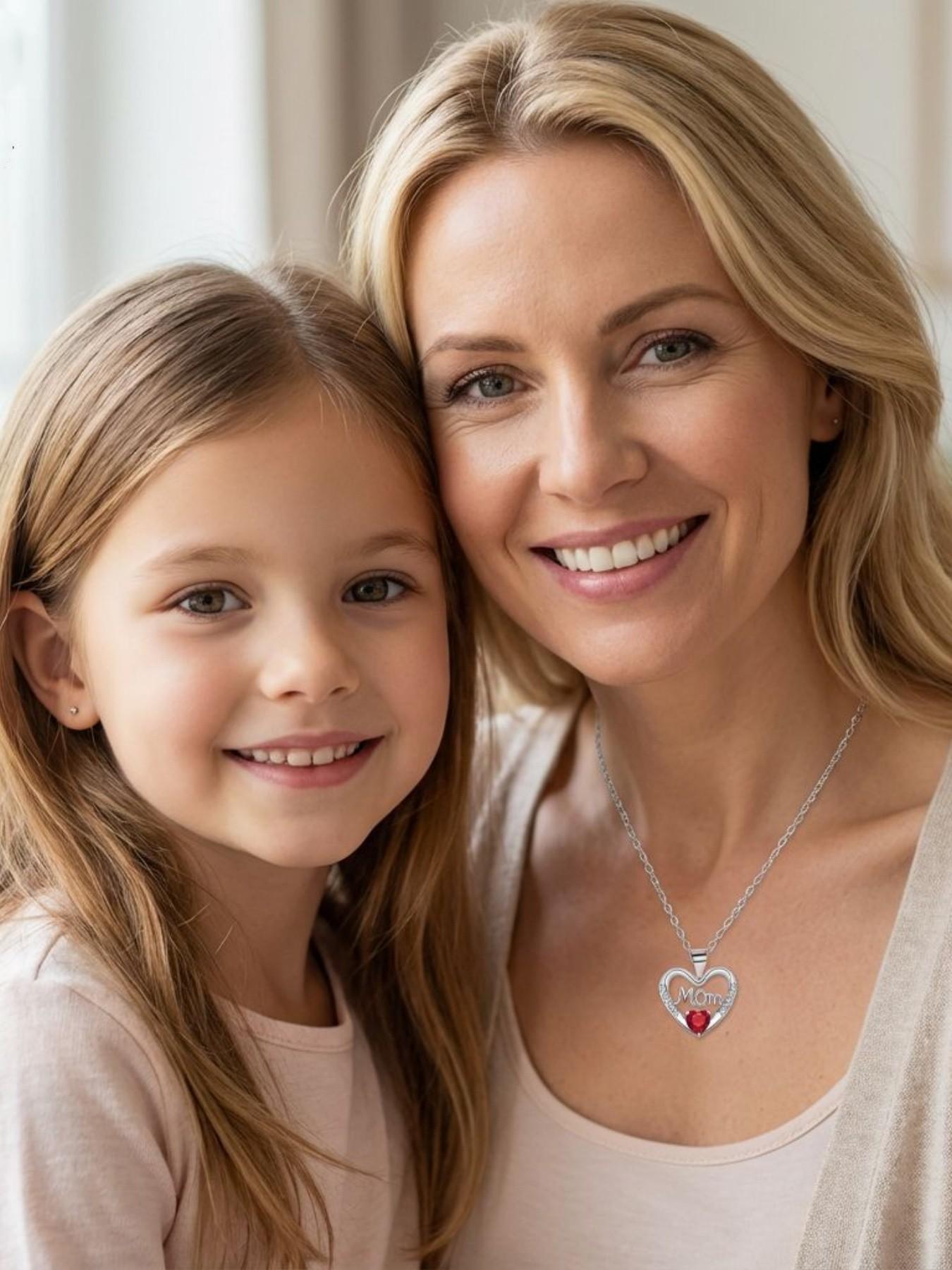 Heartprint Motherly Love Original MOM luxury premium heart-shaped gem necklace.Paired with a surprise double-door preserved rose jewelry gift box.Ideal gift for birthdays, Mother’s Day and Valentine’s Day.