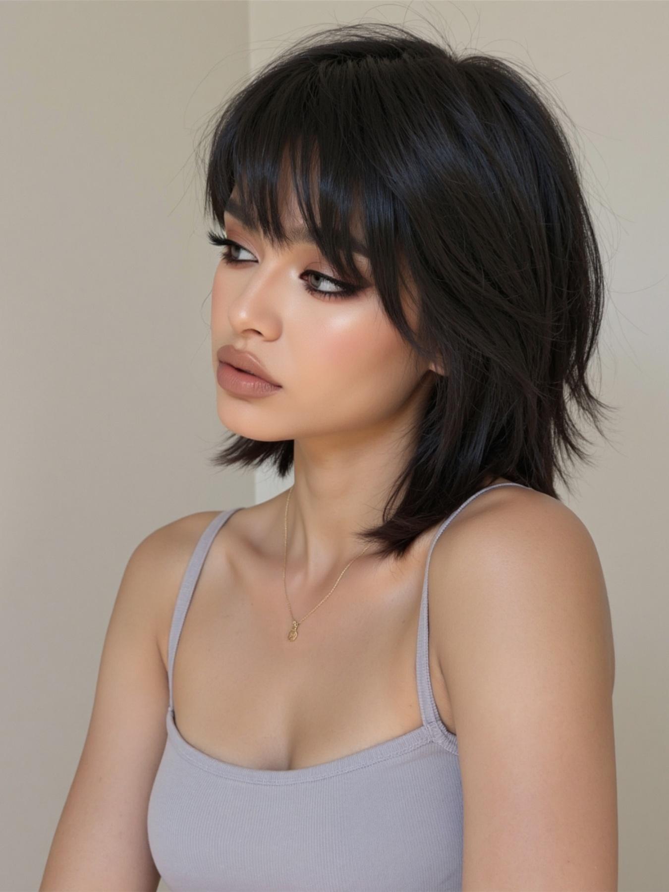 Fashionable New Short Black Wigs with Bangs, Straight Bob Wigs for Women, Suitable for Ordinary Work, Life, Dance Parties and All Occasions