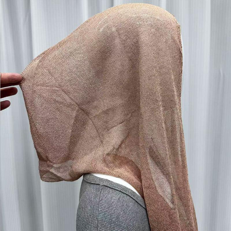 Pearl chain bright silk hooded scarf summer breathable sun protection veil