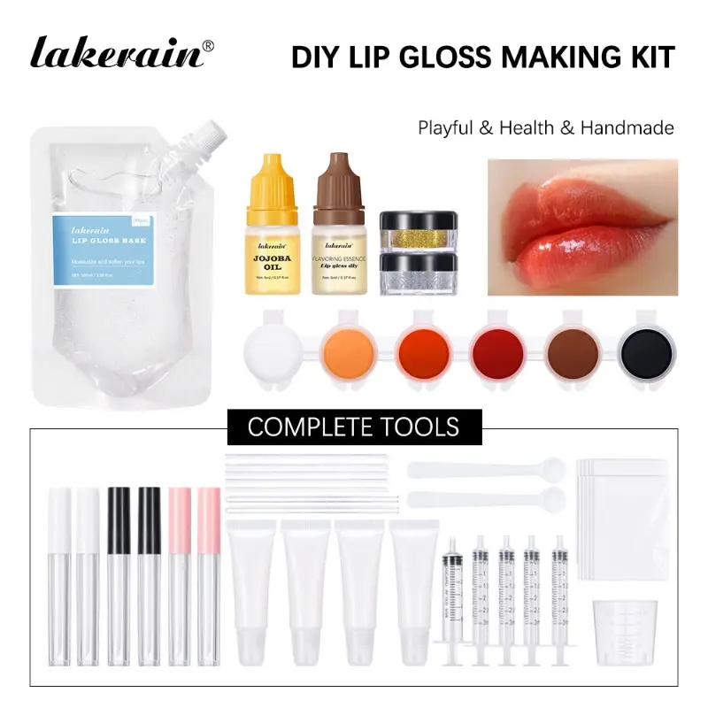 lakerain New DIY Lip Gloss Kit, Freely Hand‑Mixed, Fun Self‑Made Lip Glaze, Safe, Mild & Non‑Irritating, Healthy Makeup