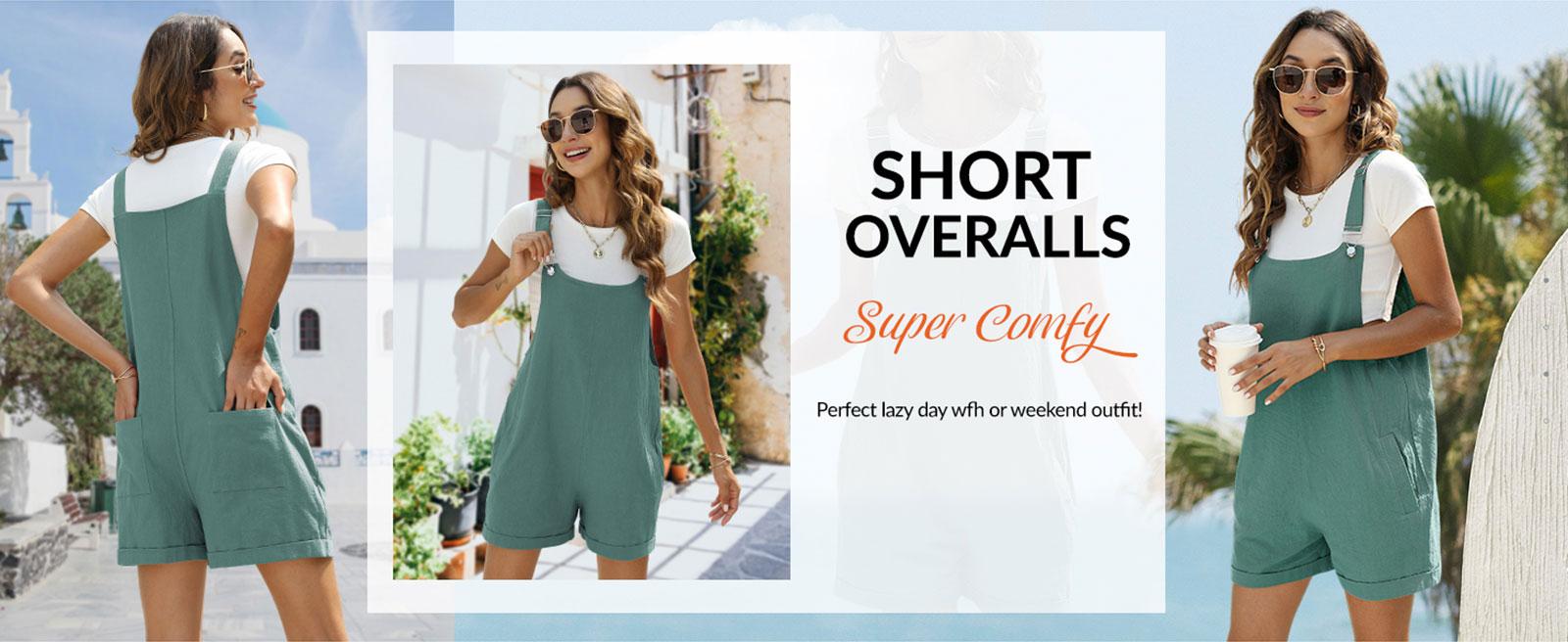 Tanming Women's Sleeveless Summer Bib Shortalls - Minimalist Basic Pinafore Overalls Jumpsuits with Pockets, Adjustable Straps | Women's Clothes,summerwins