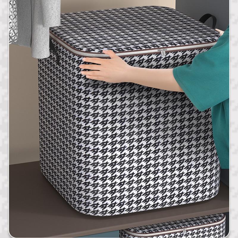Checkered Pattern Large Capacity Storage Bag, Dustproof Waterproof Design, Space Saving Organizer, Space Saver Bags, Ideal Clothing and Quilt Organizer, Clothes Storage Organizer, Classic Style