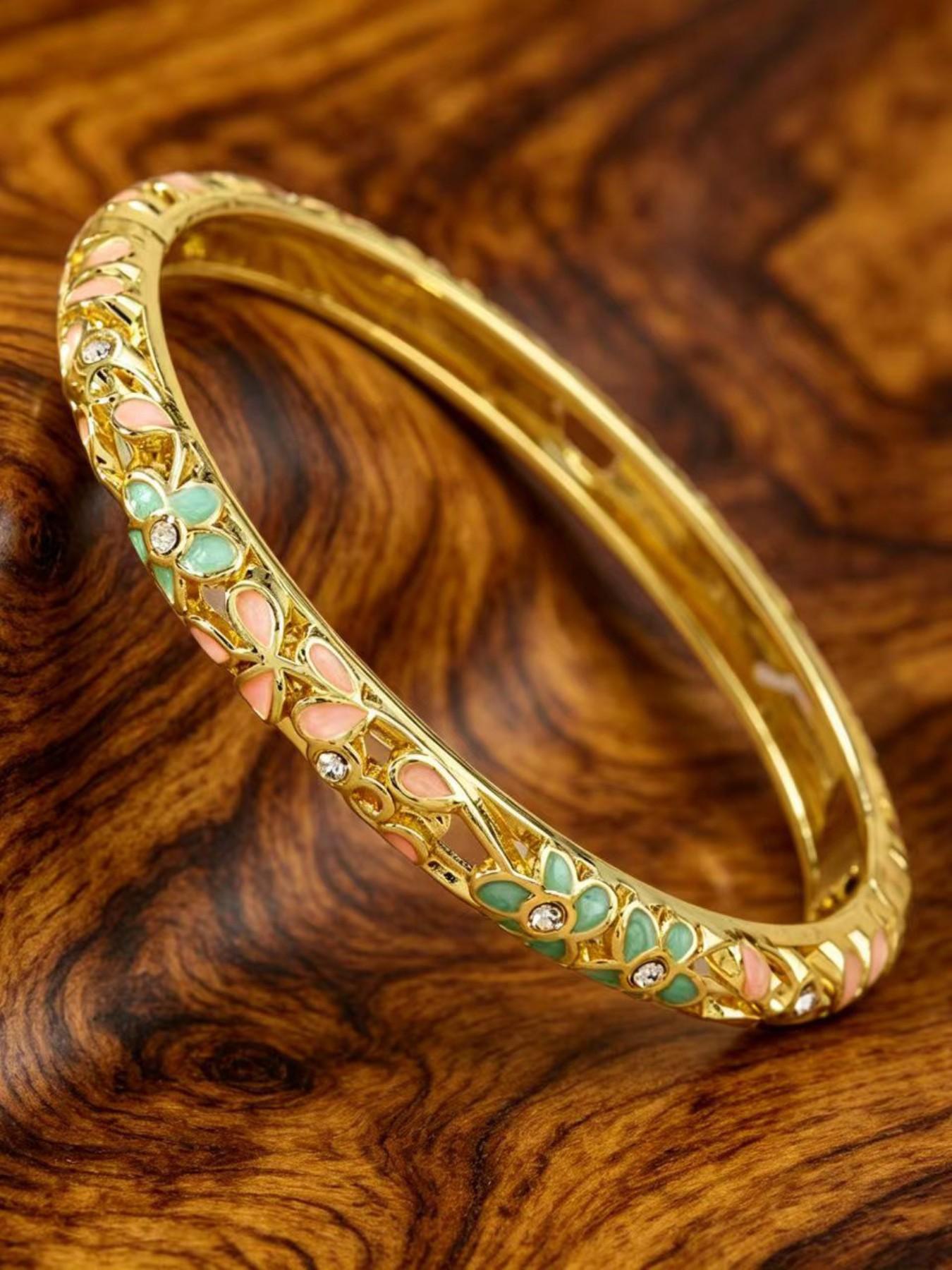 Vintage Court Style Oil Drip Flower Exquisite Bangle Bracelet, Jewelry Bracelets, Versatile Accessory, Elegant Geometric Design, Perfect Gift for Valentine's Day, Christmas, Parties, Anniversaries
